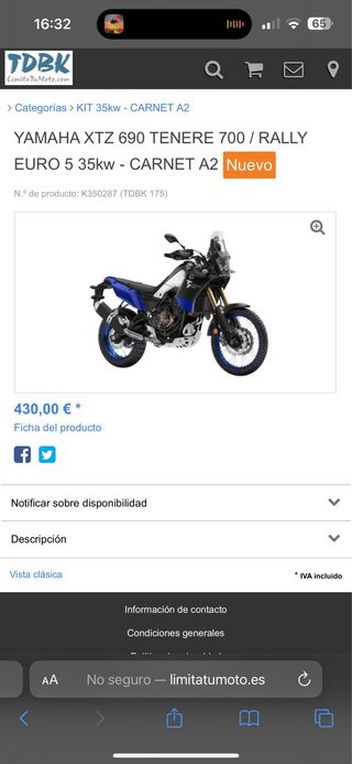 Kit limitación Tenere 700