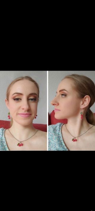 Pendientes asimetricos mineral rojo y jade verde