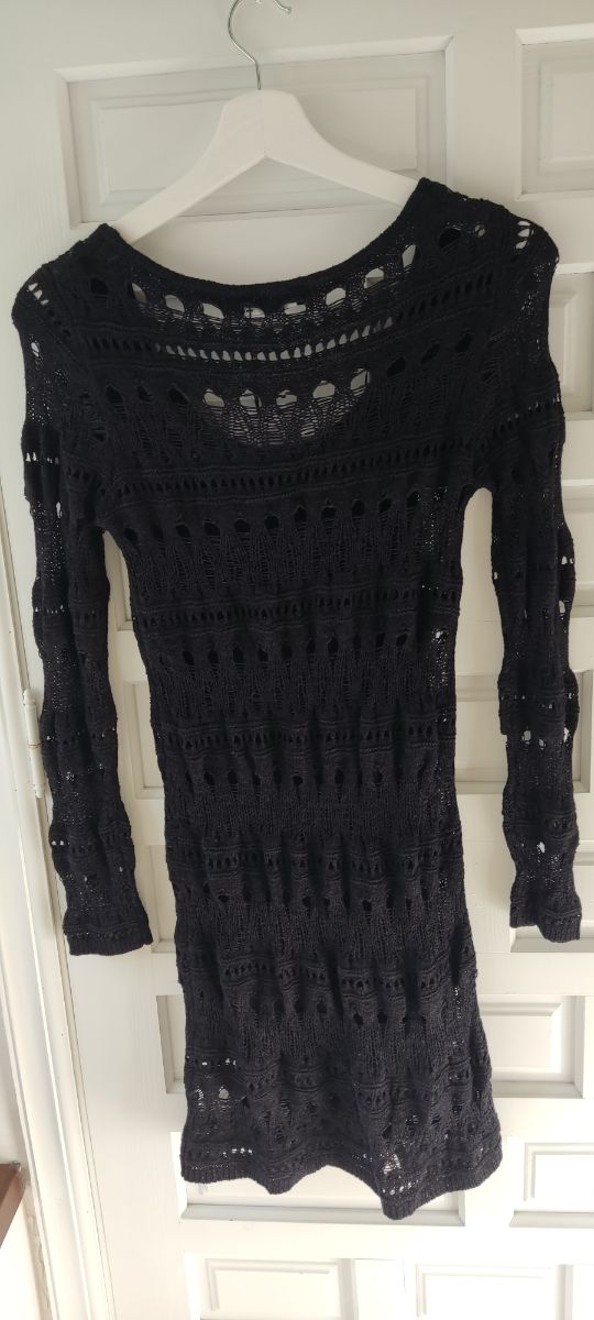 Vestido crochet negro corto