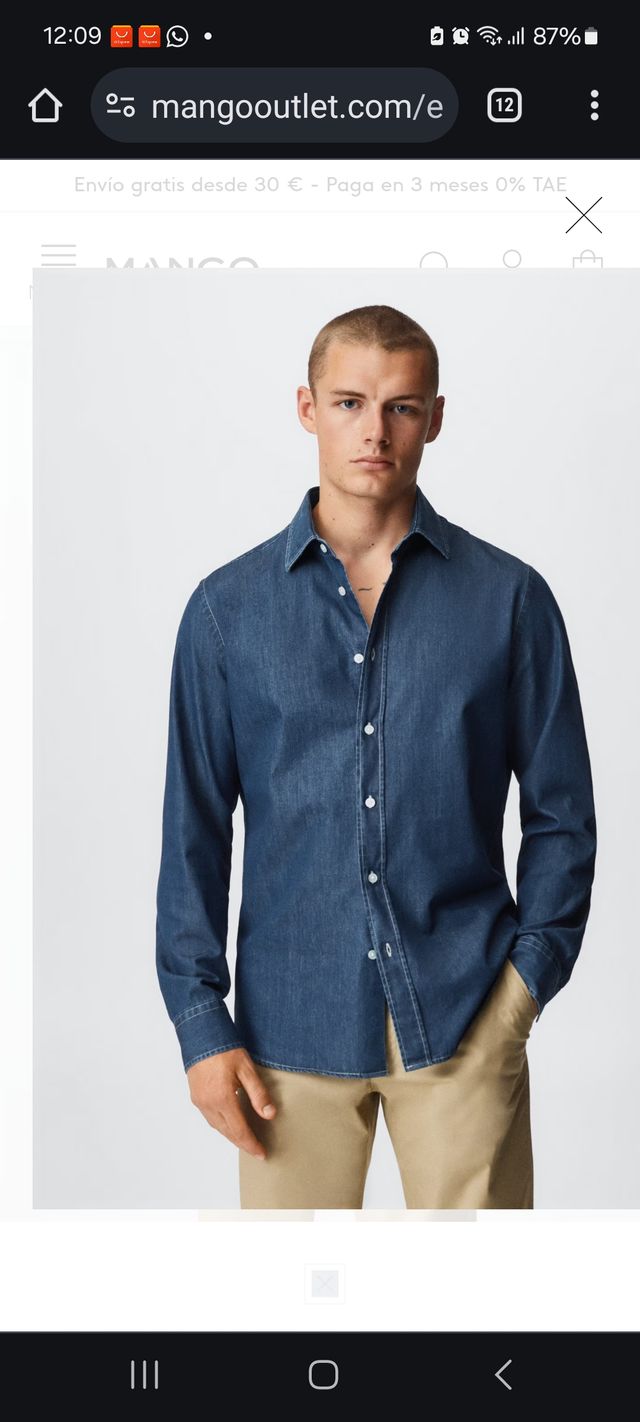 CAMISA VAQUERA SLIM FIT MANGO (CON ETIQUETA)