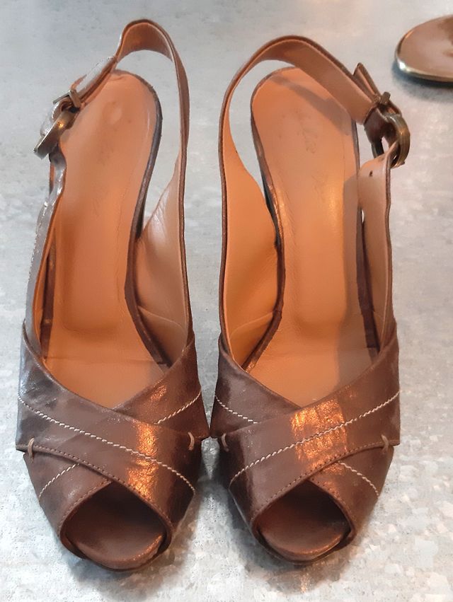 Sandali tacco 9 Julie Dee n.36 vera pelle