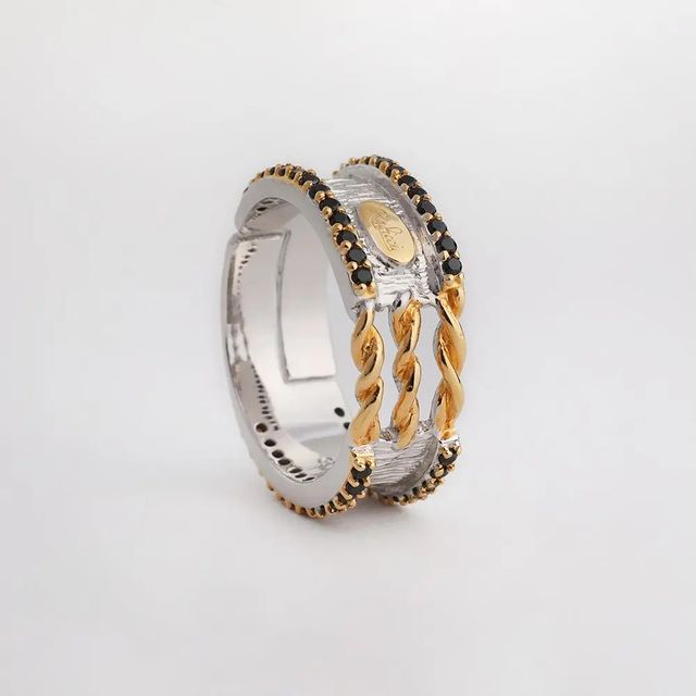 Anillo ajustable plata 925 hilo trenzado