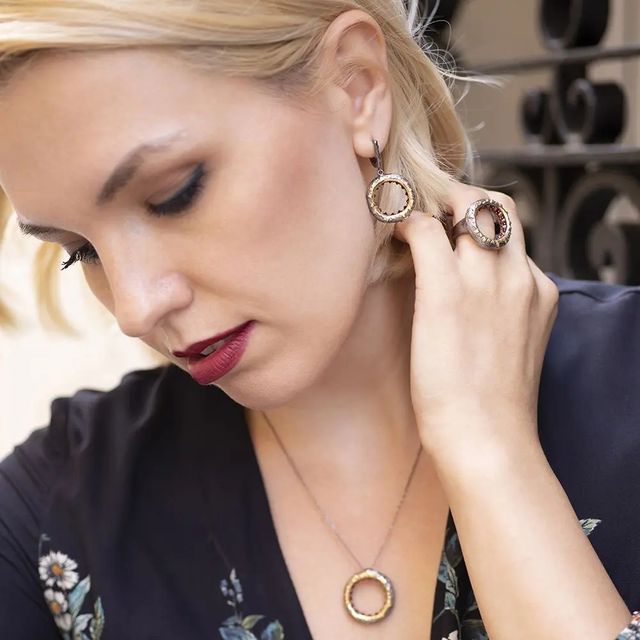 Pendientes plata 925 circonitas rojas invertidas