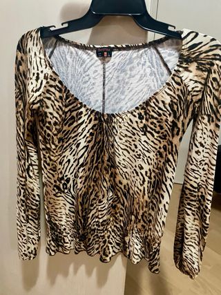 BERSHKA - Top vintage de leopardo t.M