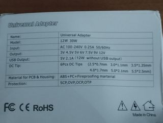 Adaptador universal de corriente 3-12V