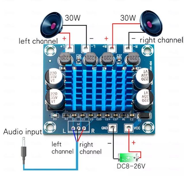 AMPLIFICADOR DE AUDIO 30 W+30 W