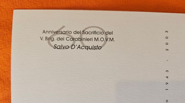 Maxi Cartolina Salvo D'acquisto 60°anno