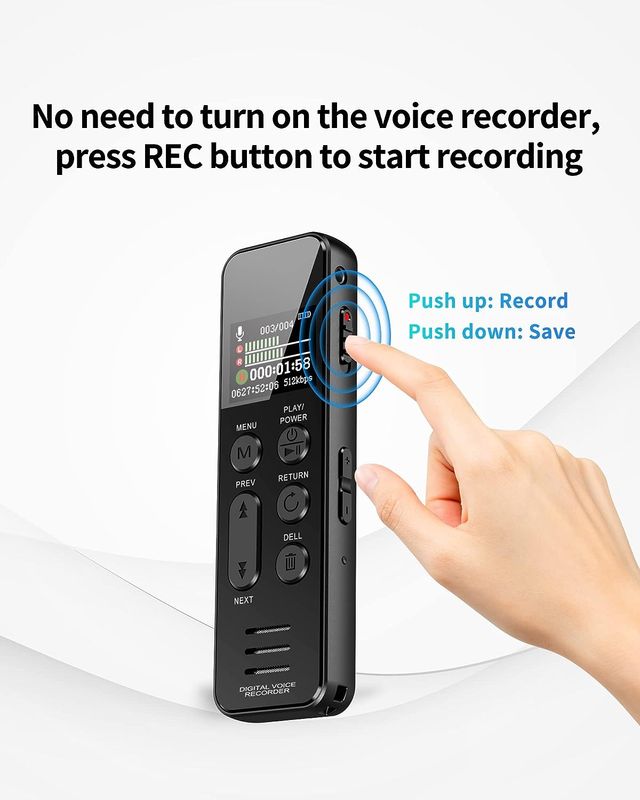 Grabadora 64GB 60h Grabación Continua + Voz Activa