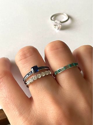 1 Anillo Plata 925. Corte diamante