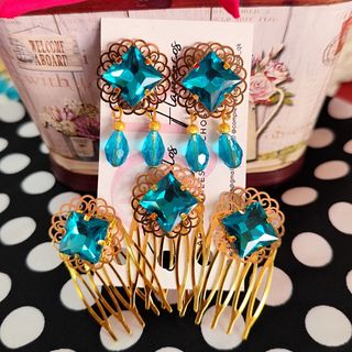 Pendientes de flamenca turquesas