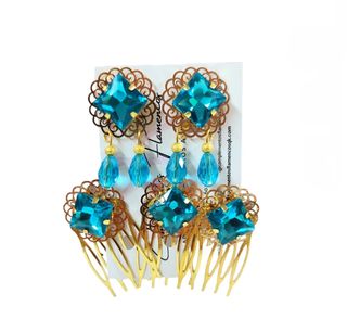 Pendientes de flamenca turquesas