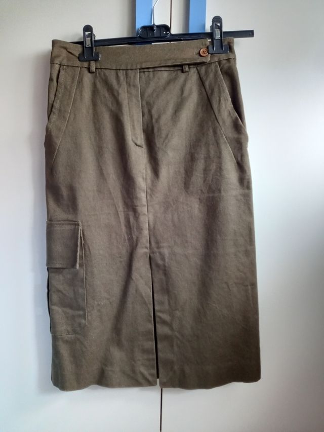 Gonna midi verde militare