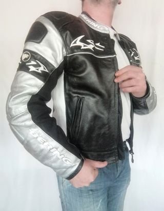 Motociclismo cuero auténtico protecciones L Medida