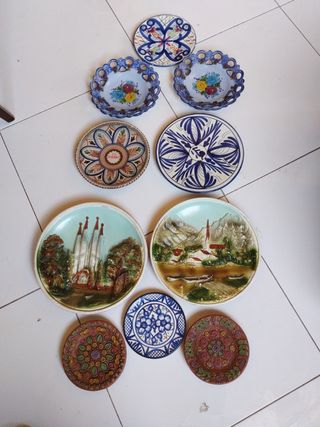 10 platos de cerámica decorativos