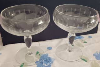 2 Bicchieri Coppe Champagne Anni 40 Con Disegno V