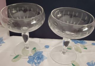 2 Bicchieri Coppe Champagne Anni 40 Con Disegno V