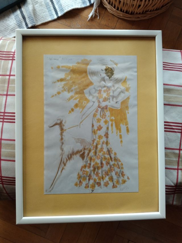 Cuadro mujer con perro