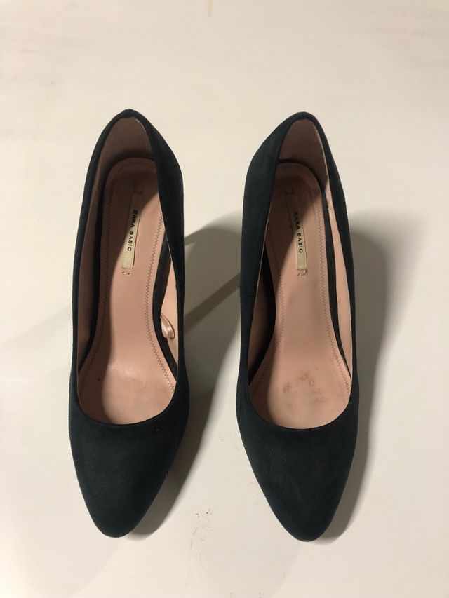 Zapatos tacón verde oscuro