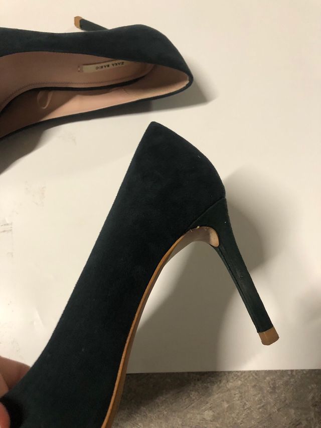 Zapatos tacón verde oscuro