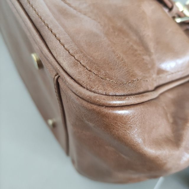 Bolso piel marrón Camel Massimo Dutti