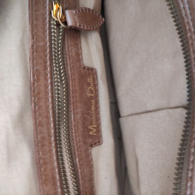 Bolso piel marrón Camel Massimo Dutti