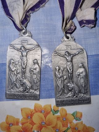 Lote 6 medallas procesionar grandes antiguas