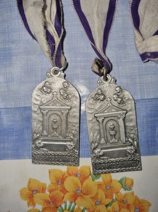 Lote 6 medallas procesionar grandes antiguas