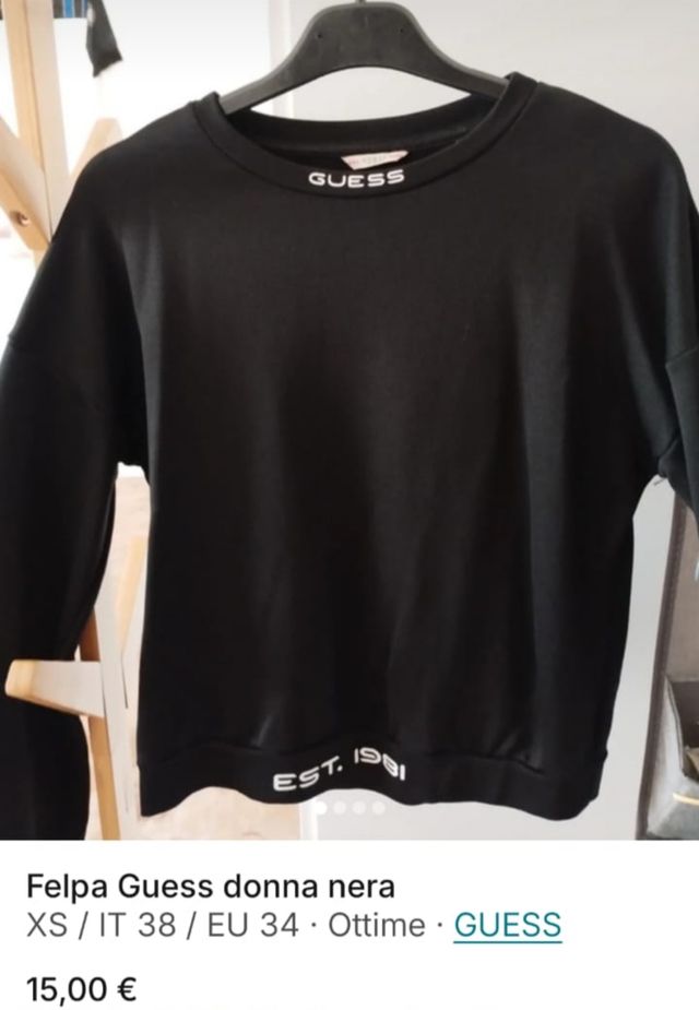 Felpa Guess donna manica lunga nera