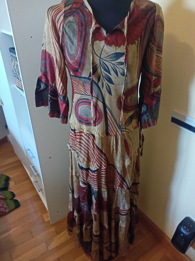 Vestido largo seda indio