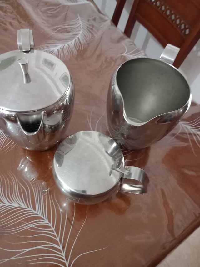 Juego cafe acero inoxidable