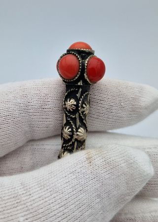 🪄Bolígrafo vintage con coral decorativo y metal 
