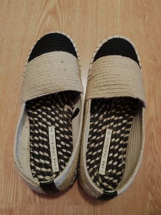 Zapatillas de esparto azul marino beige