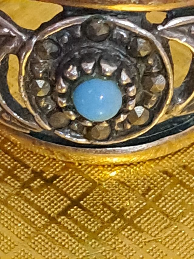 Anel de prata e ouro com zircónias