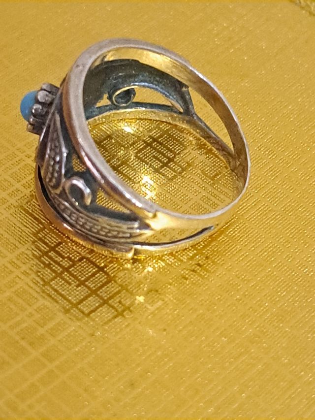 Anel de prata e ouro com zircónias