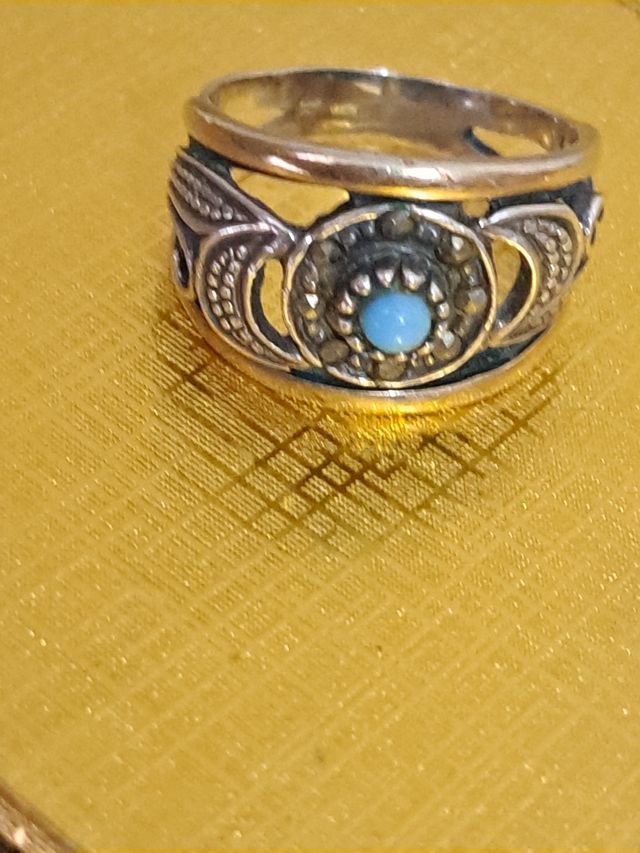 Anel de prata e ouro com zircónias