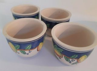 Set 4 vasi vasetti ceramica dipinta limoni 3 + 1