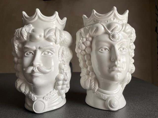 COPPIA TESTE DI MORO CERAMICA DI CALTAGIRONE