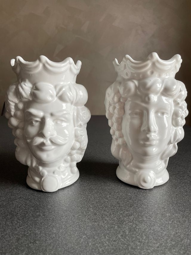 COPPIA TESTE DI MORO CERAMICADI CALTAGIRONE