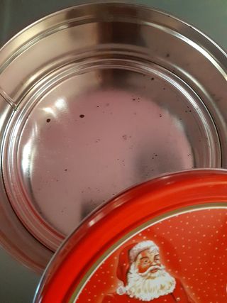 Set 2 scatole latta metallo biscotti blu + Natale