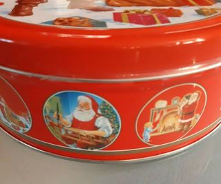 Set 2 scatole latta metallo biscotti blu + Natale