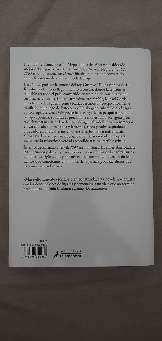 Libro 1793, Niklas Natt Och Dag