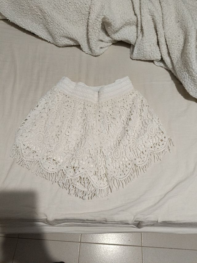 Short crochet blanco