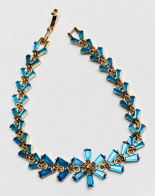 Pulsera de circonita azul y oro goldfilled de 18KT