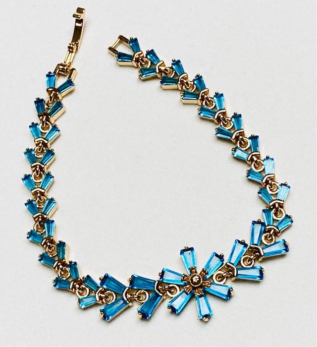 Pulsera de circonita azul y oro goldfilled de 18KT