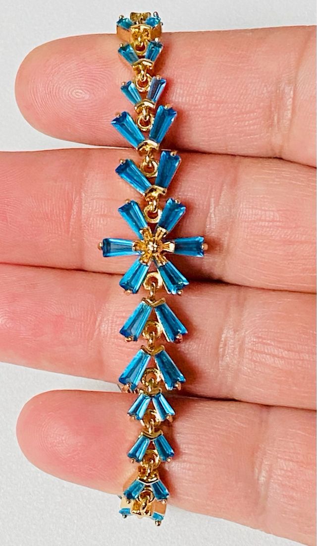Pulsera de circonita azul y oro goldfilled de 18KT
