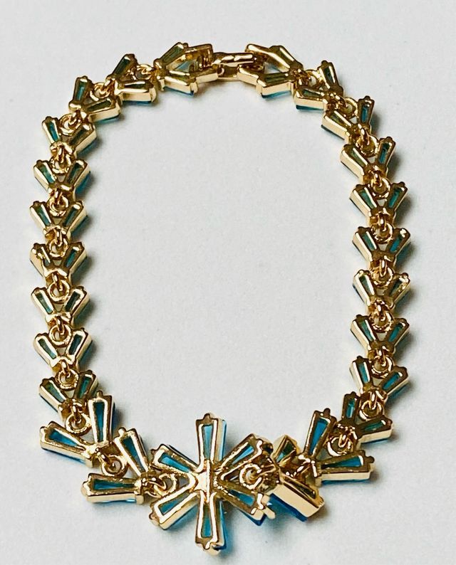 Pulsera de circonita azul y oro goldfilled de 18KT