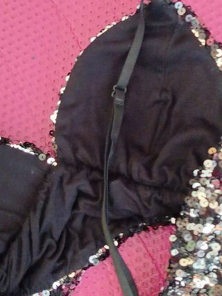 Top Crop lentejuelas plateado XS EU 34
