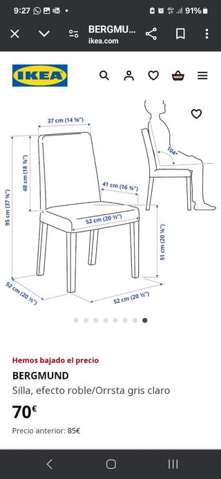 Cuatro Sillas ikea Bergmund.
