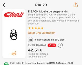 Muelles suspension eibach