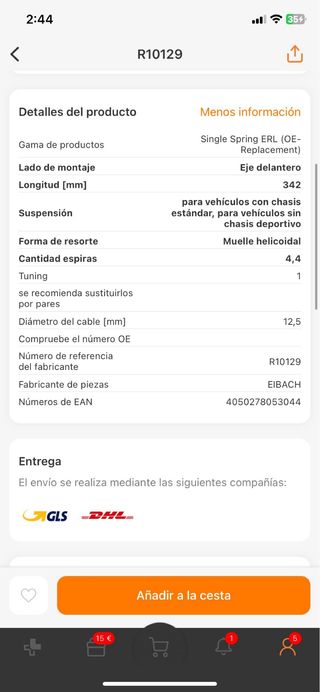 Muelles suspension eibach